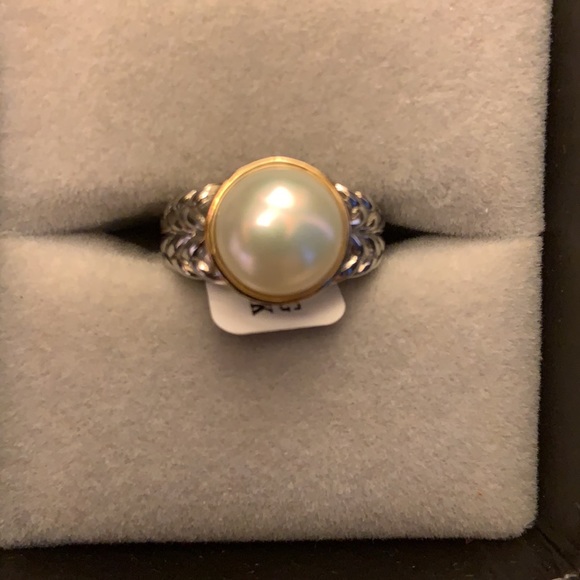 Cultured Pearl Set In Sterling Silver & 14k Gold